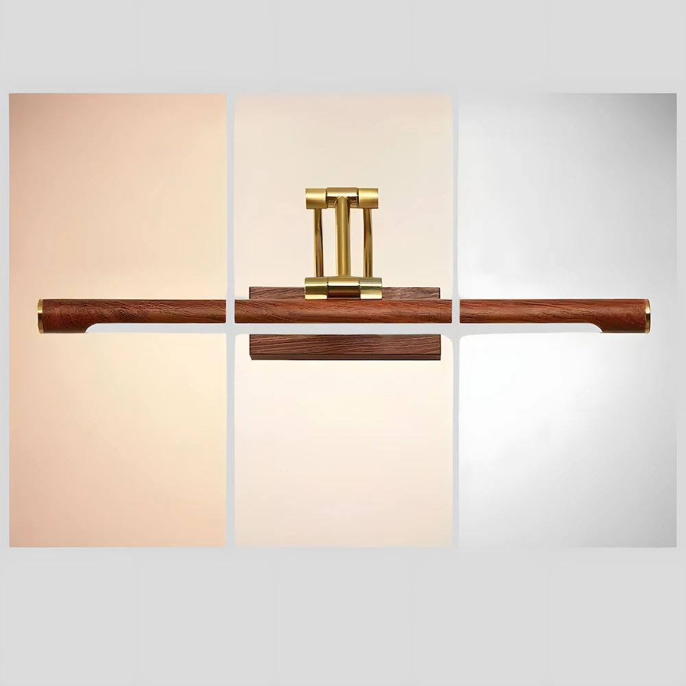 Brass picture light demonstrating three colour temperatures: warm white, natural white, and cool white LED options