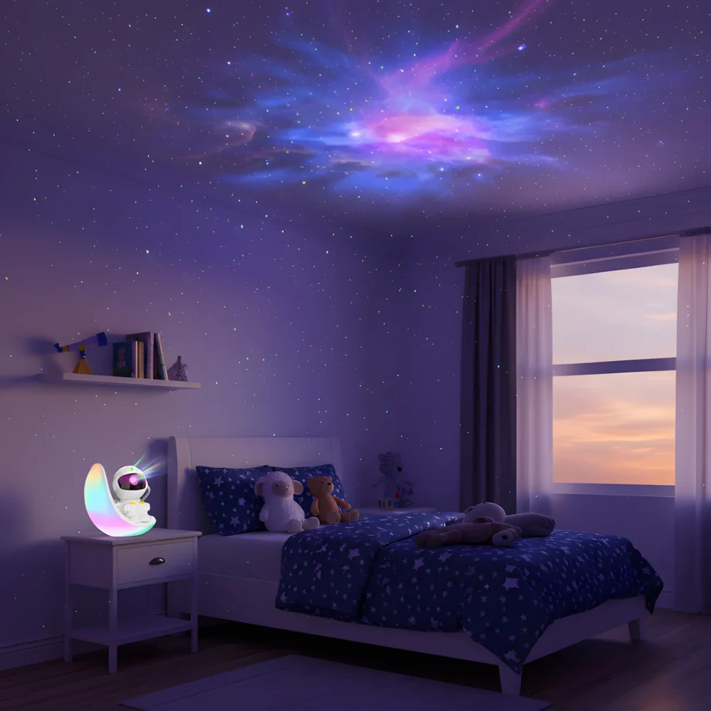 Moon base projector nightstand kids bedroom starlight 7 nightlight colours LED UK